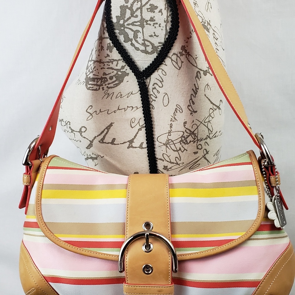Coach Hampton #L04Q-1819 Strip Shoulder Bag Medium